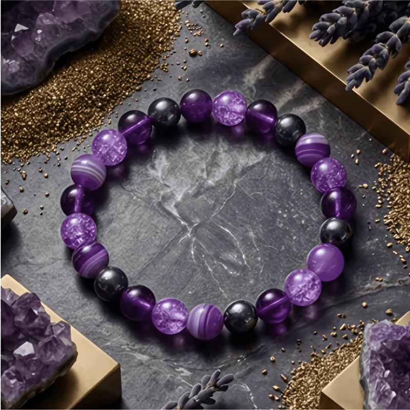 2pcs Natural Striped Agate Bracelet Set — Bohemian Birthstone Gift
